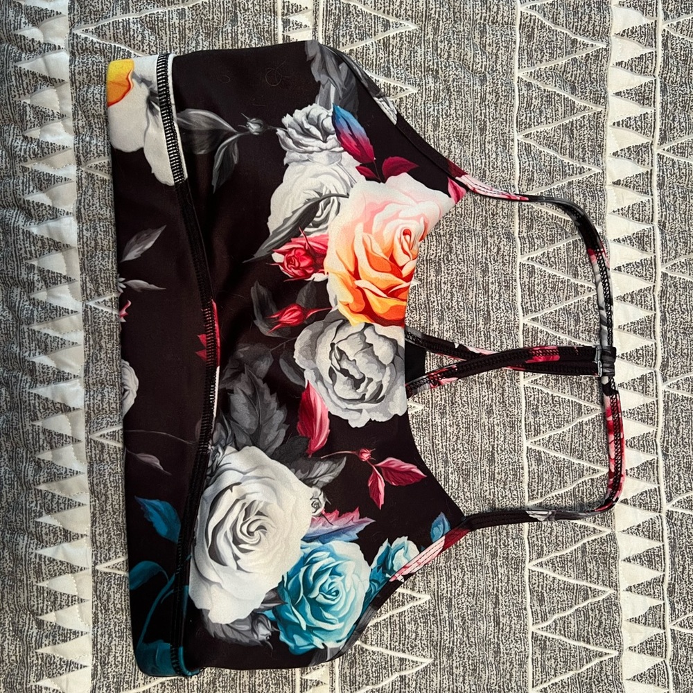 Dark Floral Mesh Bra. Size Large